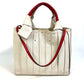 Valentino Garavani Atelier Brisse Edition 2-Way Shoulder Bag, Tote Bag, and Handbag in Canvas, Natural Beige/Red