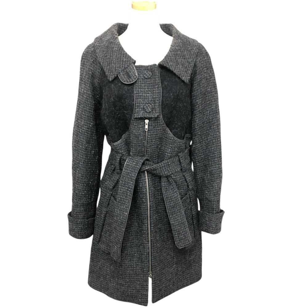 Chloe 7HMA59-7H076 Zip-up Apparel Outerwear Long Coat with Belt Wool Women's Gray