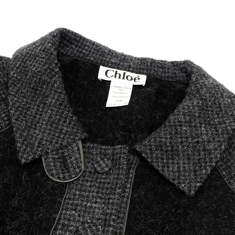 Chloe 7HMA59-7H076 Zip-up Apparel Outerwear Long Coat with Belt Wool Women's Gray