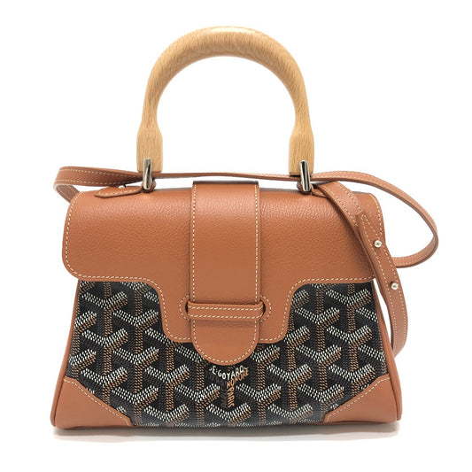 GOYARD Saigon Mini Soft Bag 2-Way Bag: Crossbody Shoulder Bag Hand Bag Coating canvas / Leather Black & Tan/Brown Used