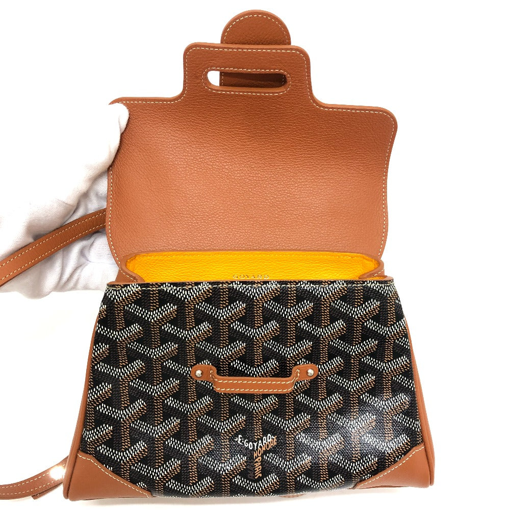 GOYARD Saigon Mini Soft Bag 2-Way Bag: Crossbody Shoulder Bag Hand Bag Coating canvas / Leather Black & Tan/Brown Used