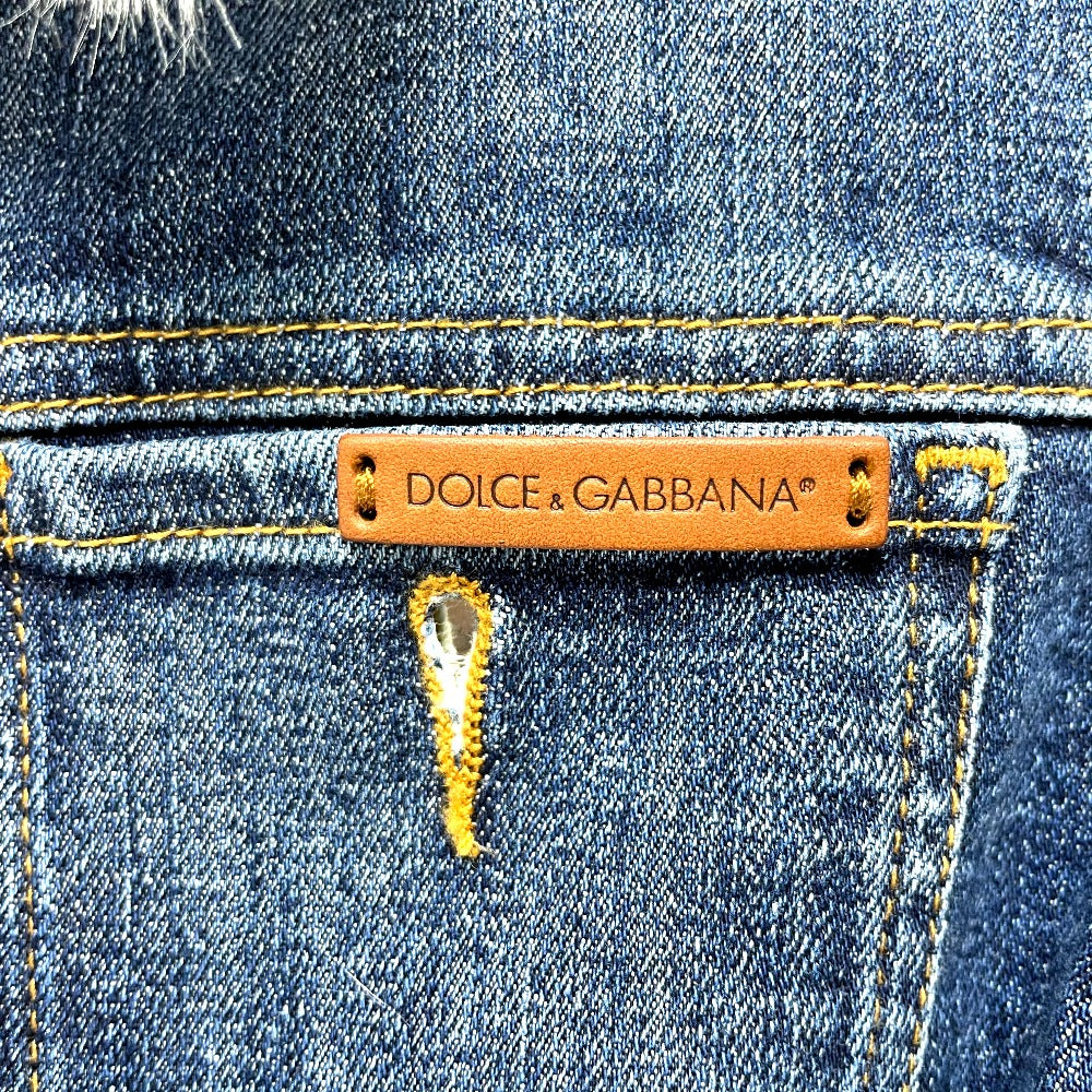 DOLCE&GABBANA ファー付き デニム アウター ジャケット デニム レディース ブルー