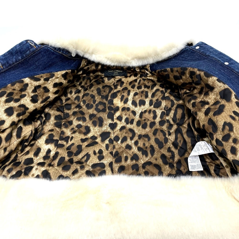 DOLCE&GABBANA ファー付き デニム アウター ジャケット デニム レディース ブルー