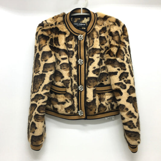 DOLCE&GABBANA F28JLZ レオパード 上着 アウター フェイクファー ヒョウ柄 ブルゾン アクリル レディース ブラウン