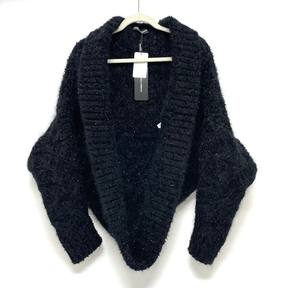 DOLCE&amp;GABBANA FXA59T Women's Dolman Sleeve Angora Knit Cardigan, 2020 Autumn/Winter, Black