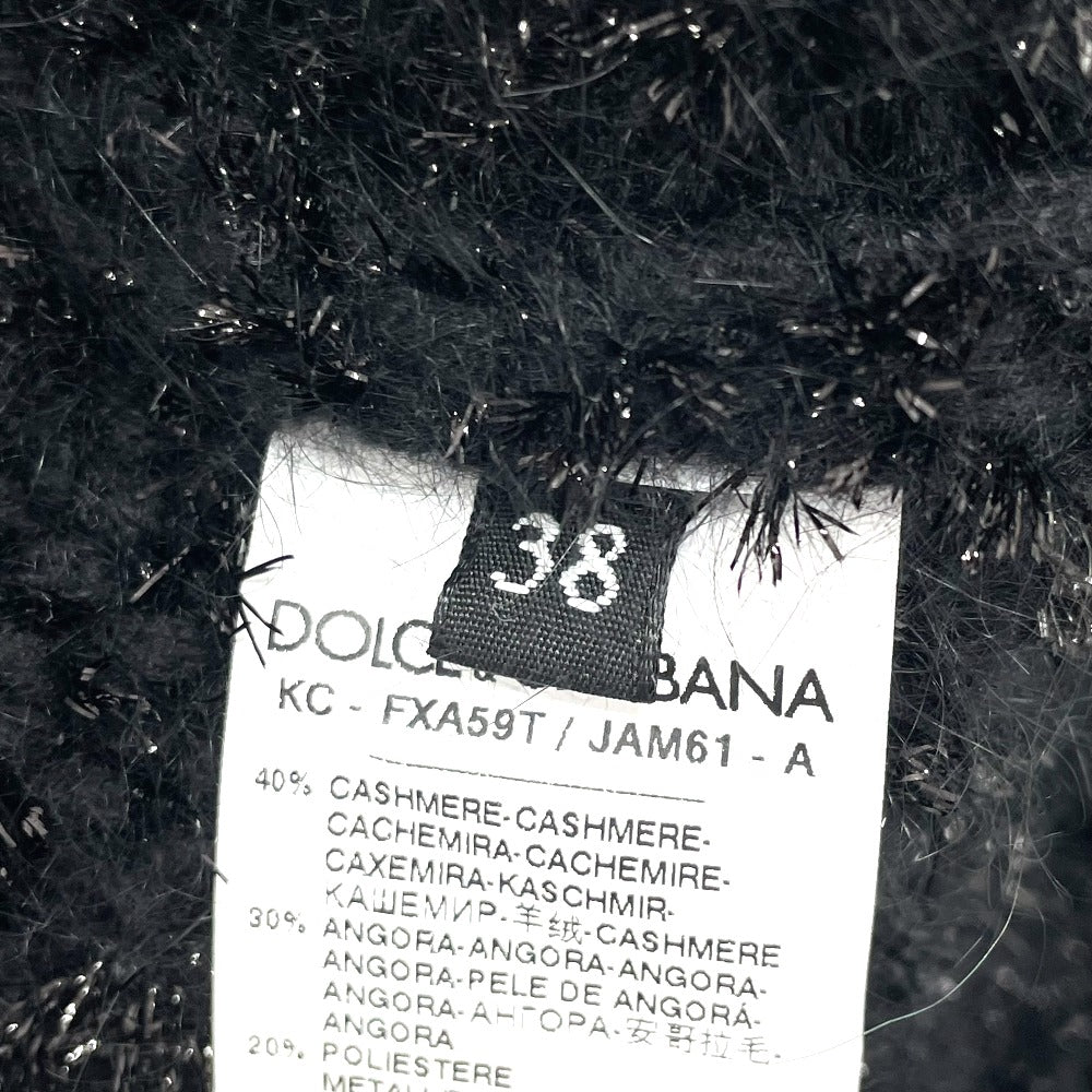 DOLCE&amp;GABBANA FXA59T Women's Dolman Sleeve Angora Knit Cardigan, 2020 Autumn/Winter, Black