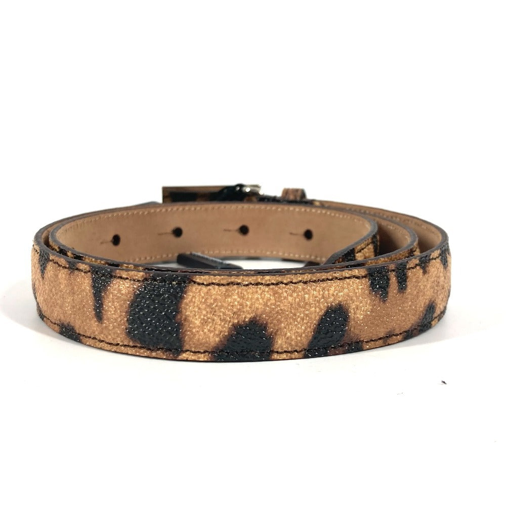 DOLCE &amp; GABBANA Logo Leopard Print Pants Belt for Women, Brown, PVC