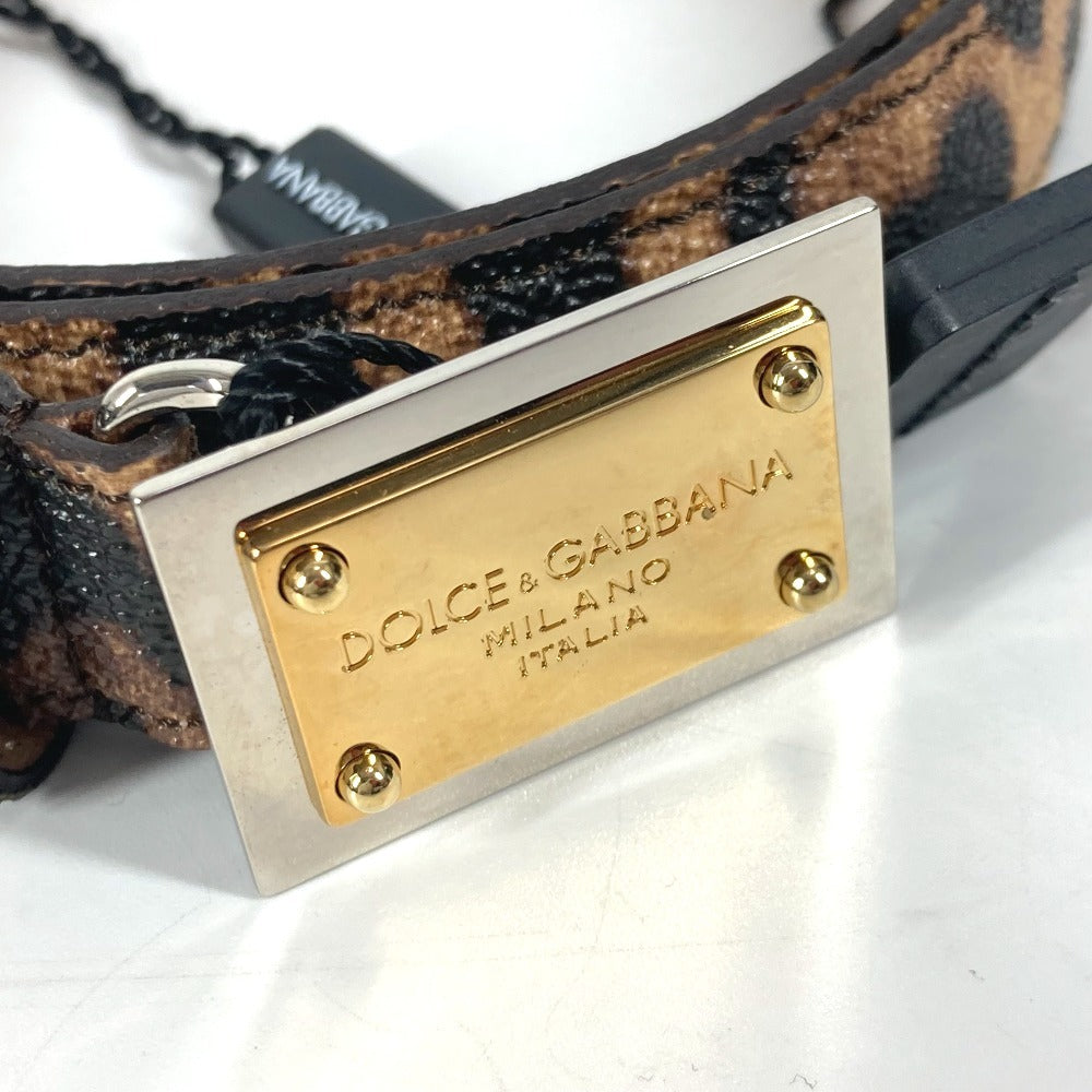 DOLCE &amp; GABBANA Logo Leopard Print Pants Belt for Women, Brown, PVC