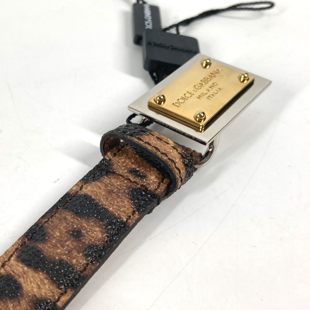 DOLCE &amp; GABBANA Logo Leopard Print Pants Belt for Women, Brown, PVC