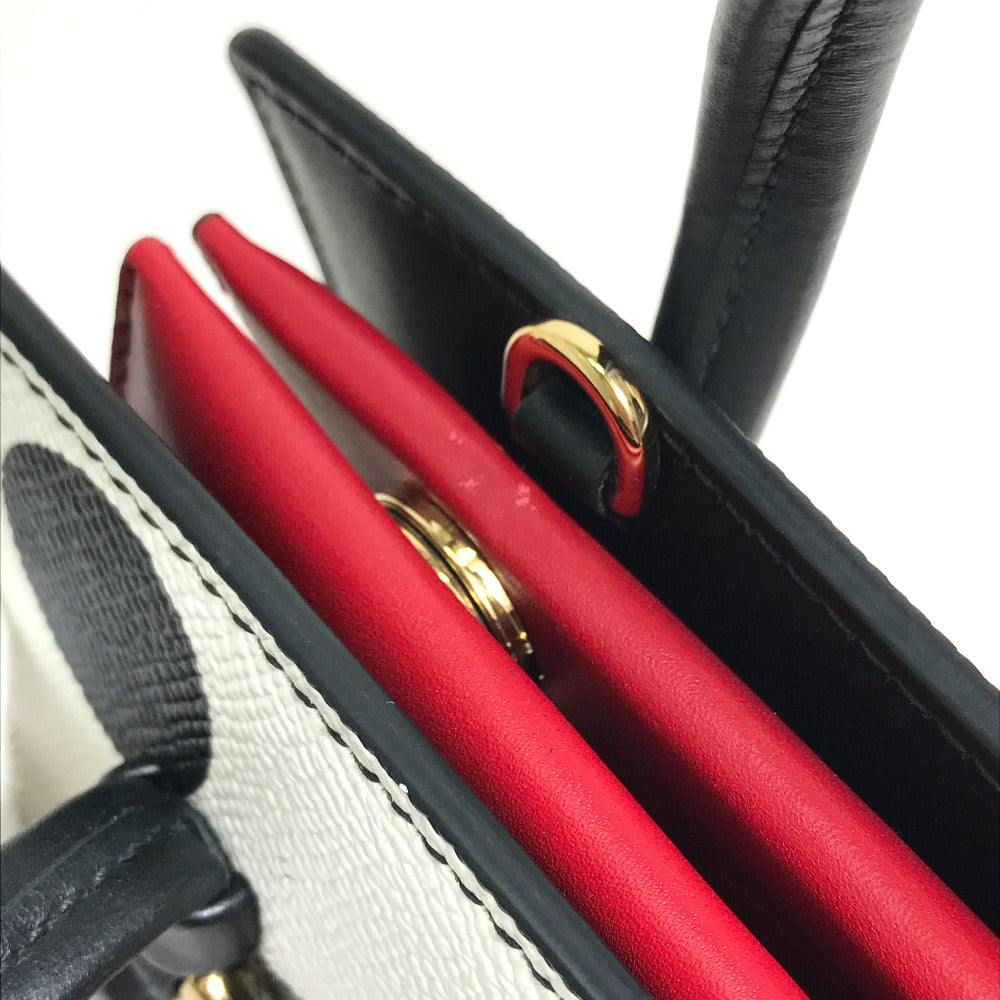 DOLCE&GABBANA ドット柄 2WAYバッグ カバン ミニ ショルダーバッグ バッグ ハンドバッグ ハンドバッグ レザー レディース ホワイト×ブラック×レッド
