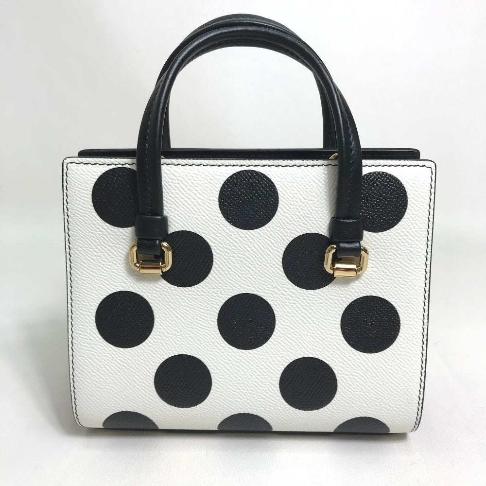 DOLCE&GABBANA ドット柄 2WAYバッグ カバン ミニ ショルダーバッグ バッグ ハンドバッグ ハンドバッグ レザー レディース ホワイト×ブラック×レッド