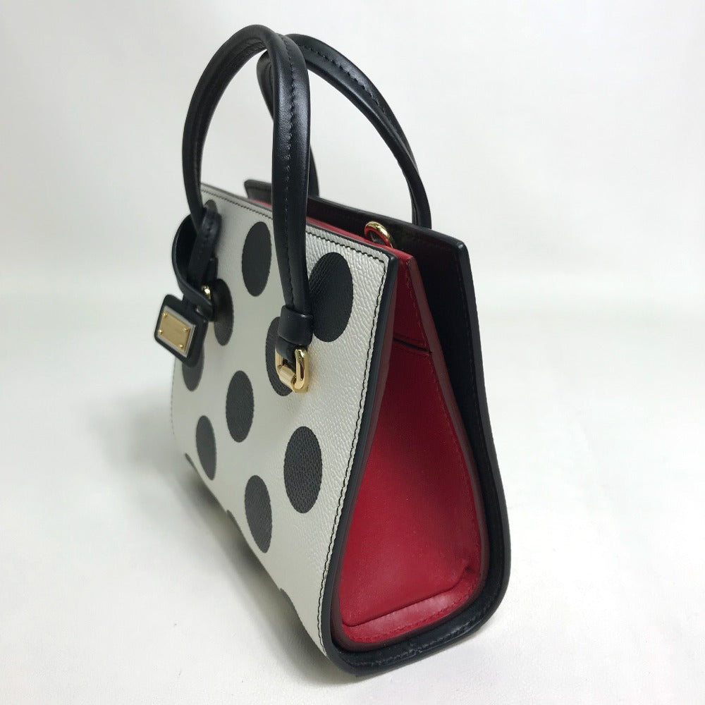 DOLCE&GABBANA ドット柄 2WAYバッグ カバン ミニ ショルダーバッグ バッグ ハンドバッグ ハンドバッグ レザー レディース ホワイト×ブラック×レッド