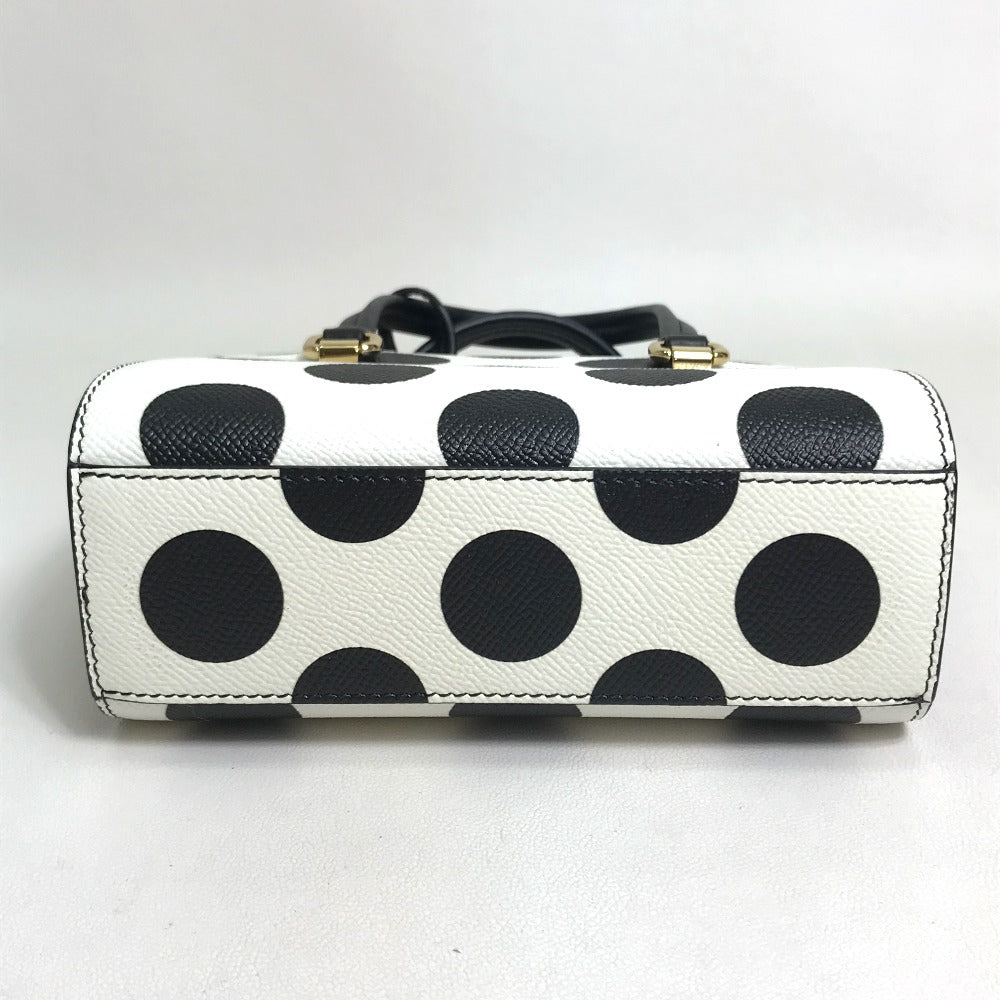 DOLCE&GABBANA ドット柄 2WAYバッグ カバン ミニ ショルダーバッグ バッグ ハンドバッグ ハンドバッグ レザー レディース ホワイト×ブラック×レッド