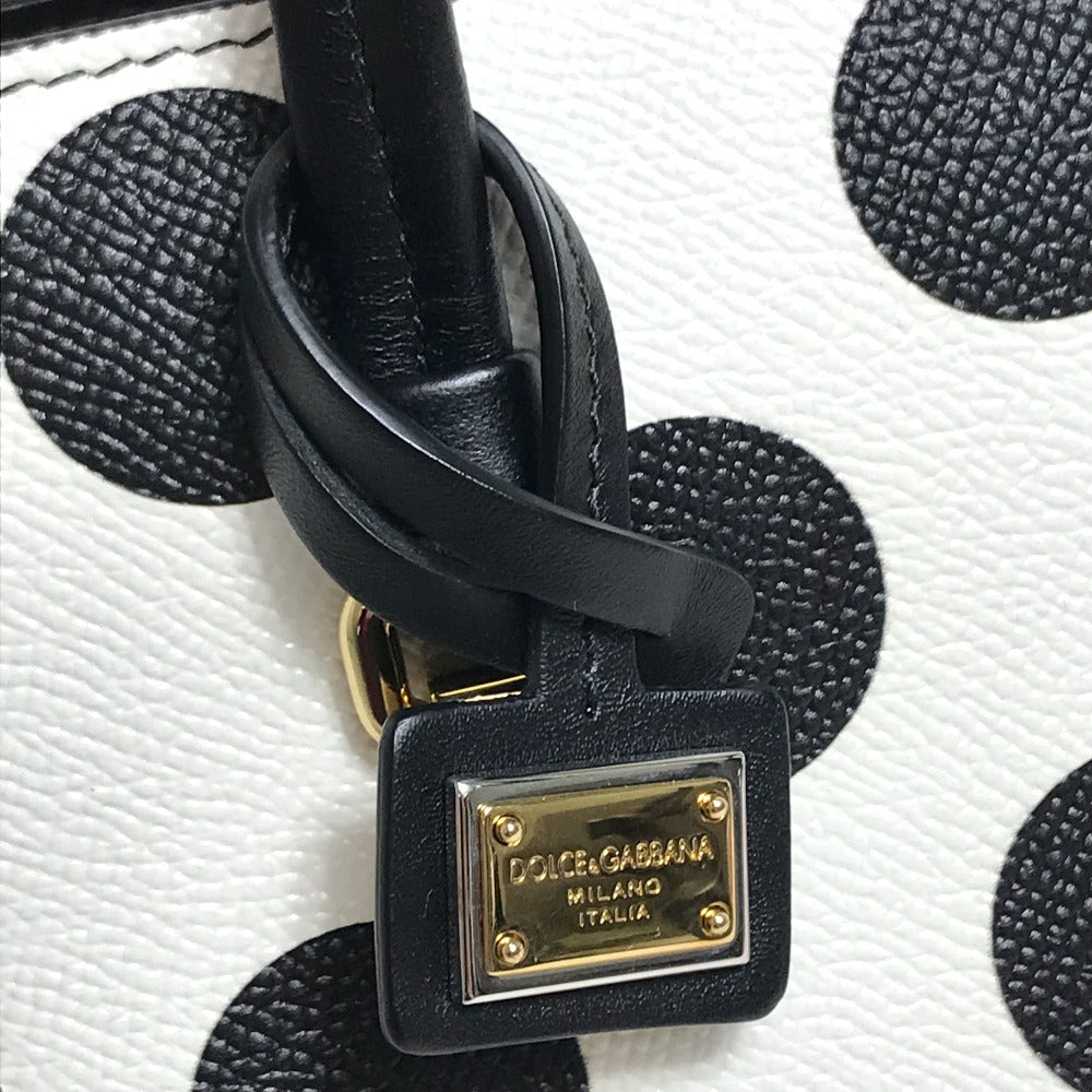 DOLCE&GABBANA ドット柄 2WAYバッグ カバン ミニ ショルダーバッグ バッグ ハンドバッグ ハンドバッグ レザー レディース ホワイト×ブラック×レッド