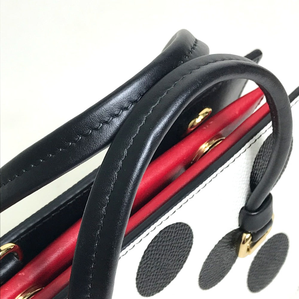 DOLCE&GABBANA ドット柄 2WAYバッグ カバン ミニ ショルダーバッグ バッグ ハンドバッグ ハンドバッグ レザー レディース ホワイト×ブラック×レッド