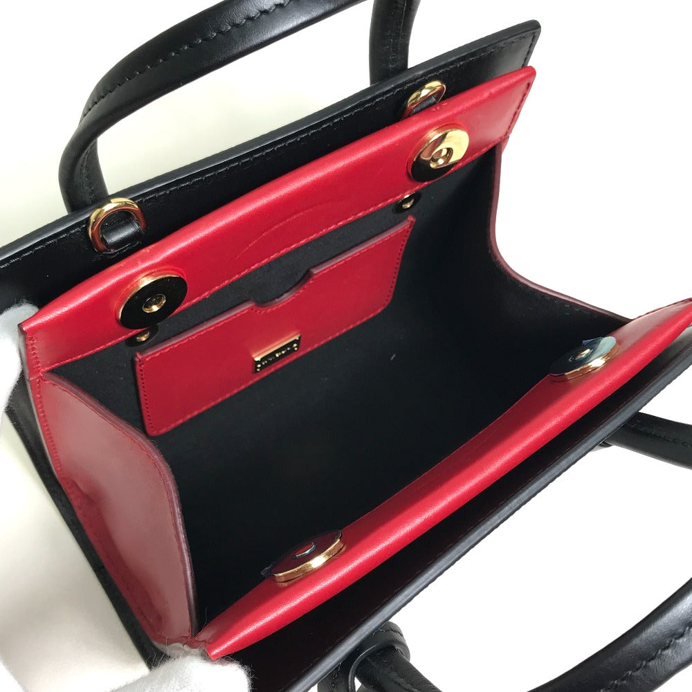 DOLCE&GABBANA ドット柄 2WAYバッグ カバン ミニ ショルダーバッグ バッグ ハンドバッグ ハンドバッグ レザー レディース ホワイト×ブラック×レッド