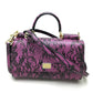 DOLCE &amp; GABBANA lace-patterned crossbody wallet bag, mini handbag, pochette, shoulder bag, leather, women's, purple-pink