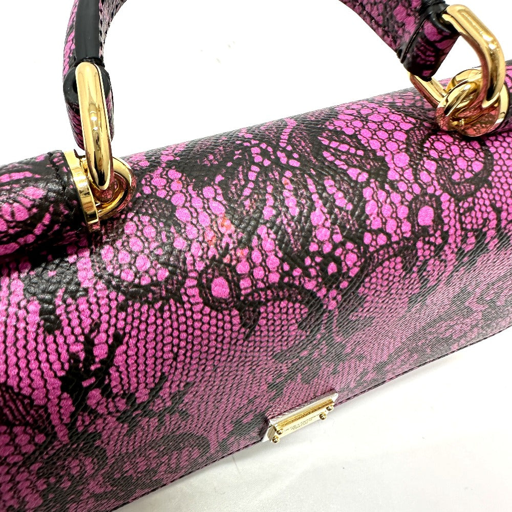 DOLCE &amp; GABBANA lace-patterned crossbody wallet bag, mini handbag, pochette, shoulder bag, leather, women's, purple-pink