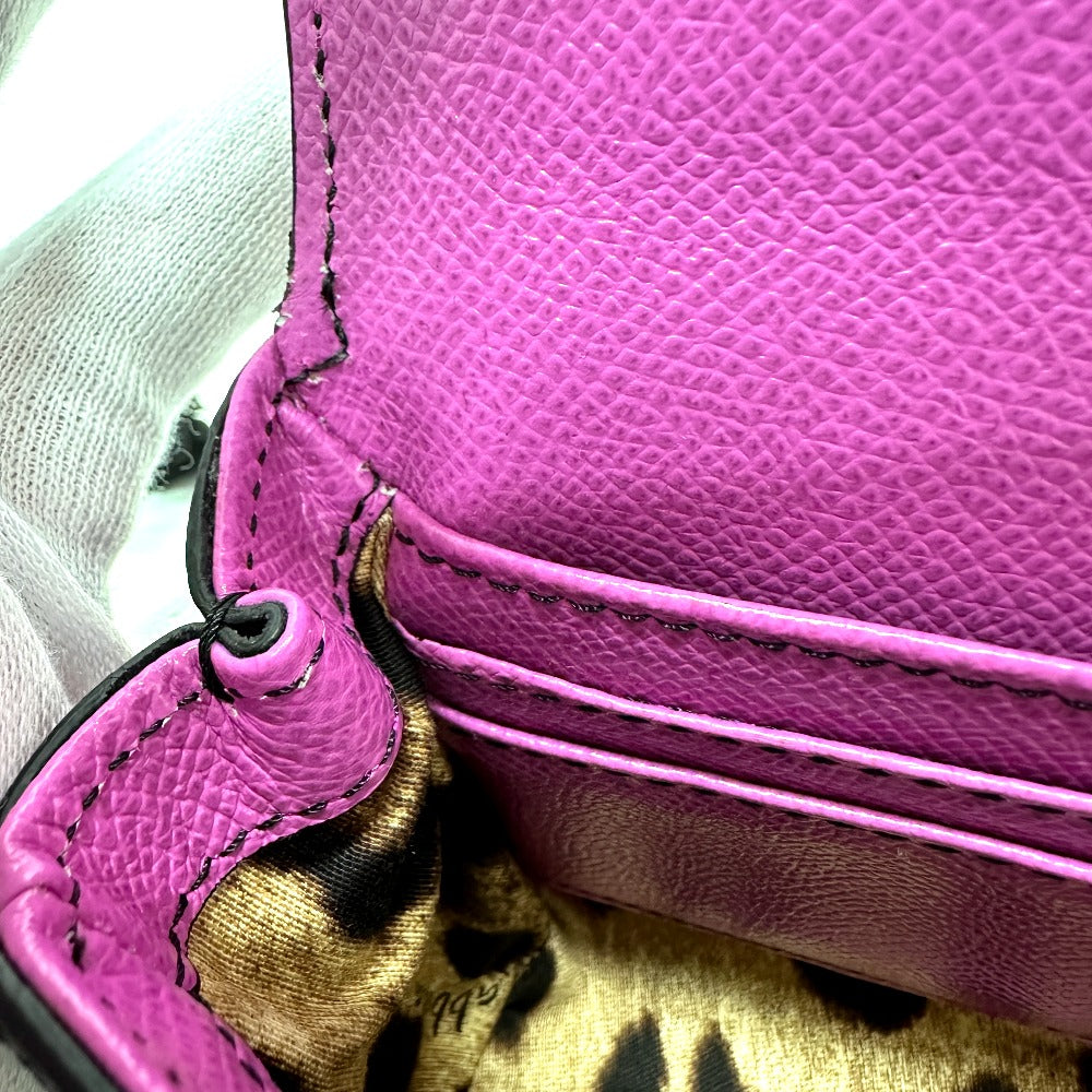 DOLCE &amp; GABBANA lace-patterned crossbody wallet bag, mini handbag, pochette, shoulder bag, leather, women's, purple-pink