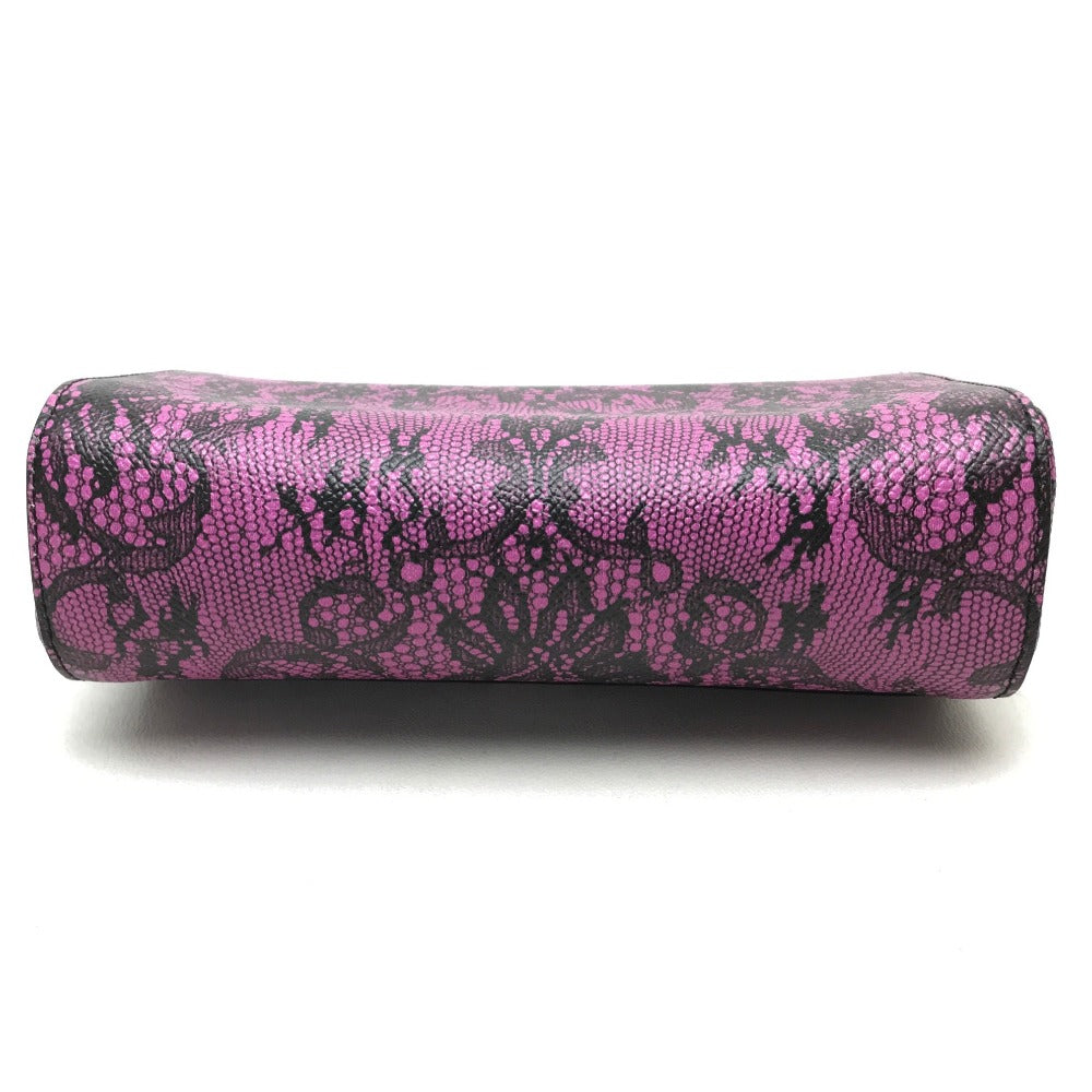 DOLCE &amp; GABBANA lace-patterned crossbody wallet bag, mini handbag, pochette, shoulder bag, leather, women's, purple-pink