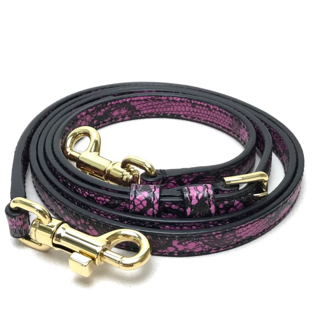 DOLCE &amp; GABBANA lace-patterned crossbody wallet bag, mini handbag, pochette, shoulder bag, leather, women's, purple-pink