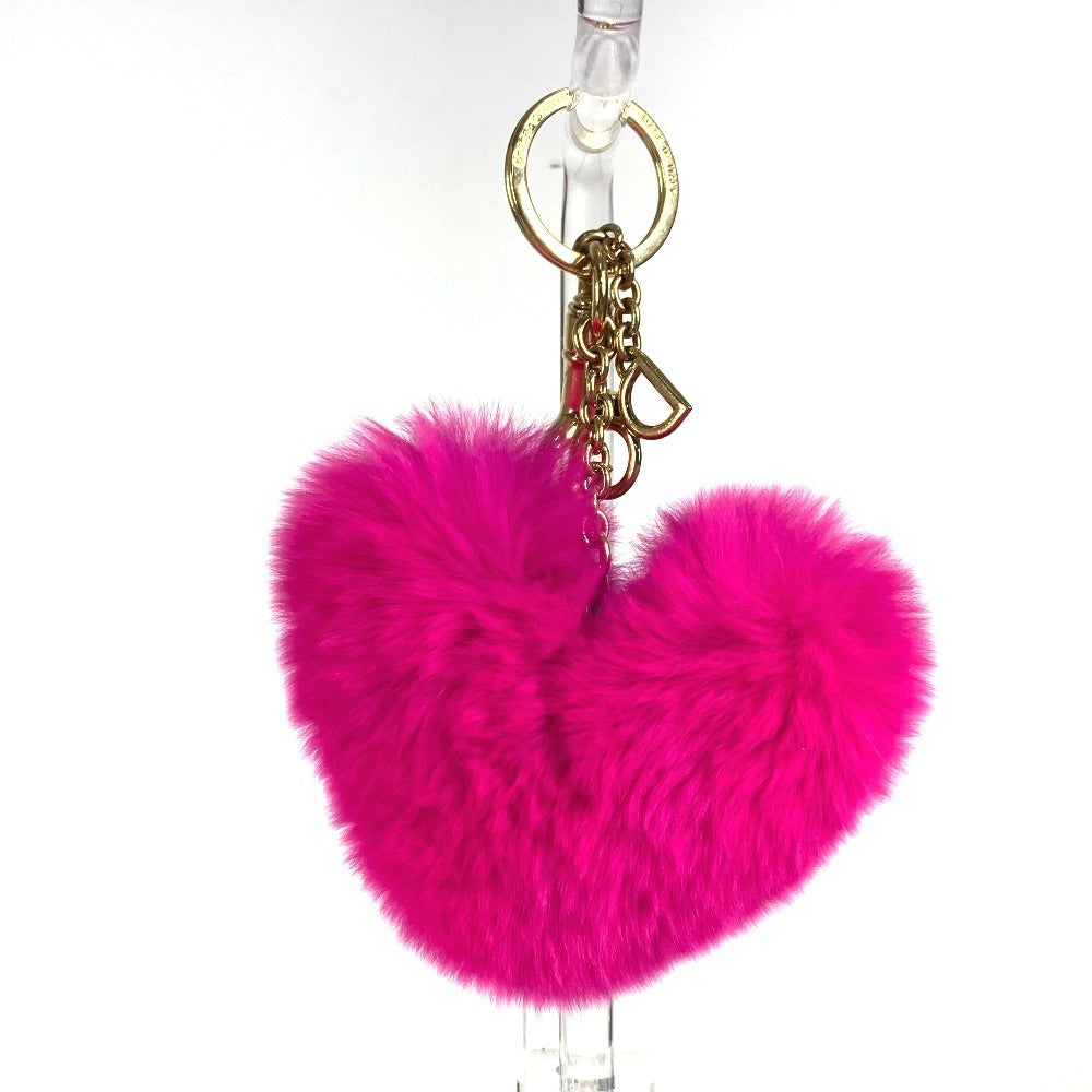 DOLCE&amp;GABBANA Heart Bag Charm Keychain with Fur, Women's, Pink
