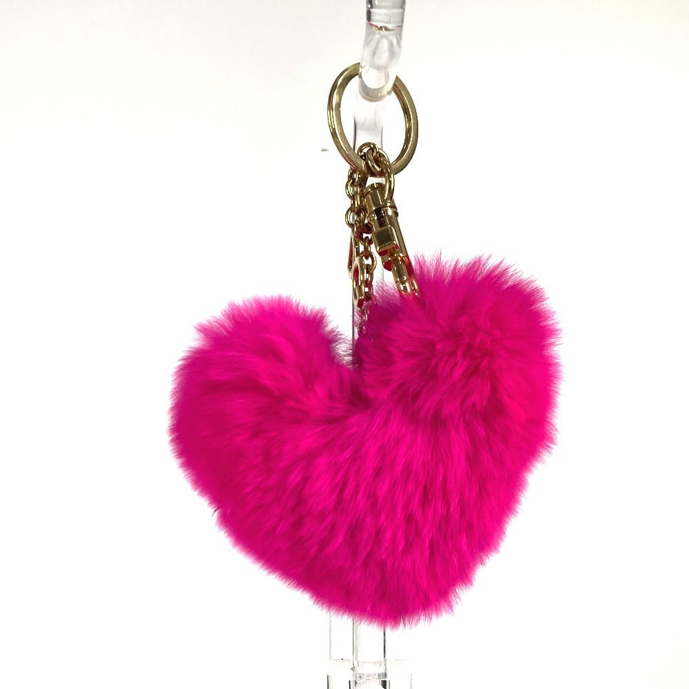 DOLCE&amp;GABBANA Heart Bag Charm Keychain with Fur, Women's, Pink