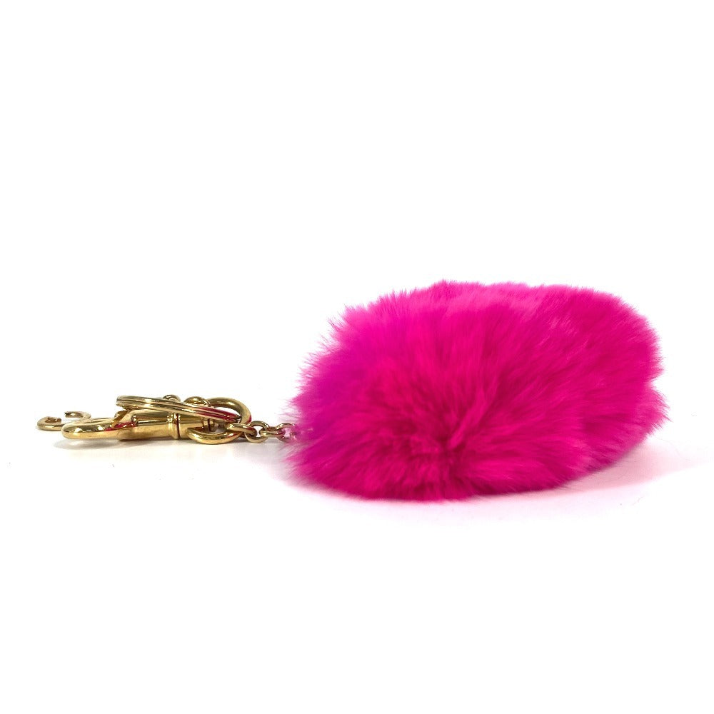 DOLCE&amp;GABBANA Heart Bag Charm Keychain with Fur, Women's, Pink