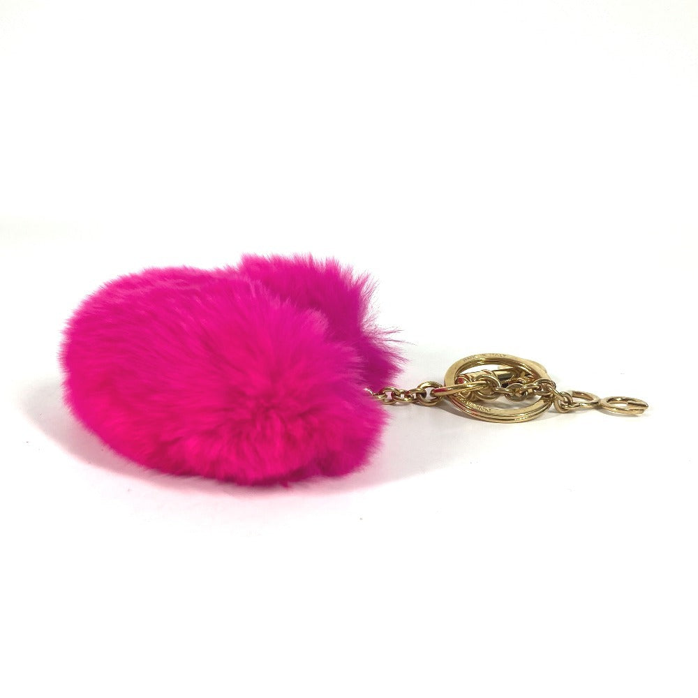 DOLCE&amp;GABBANA Heart Bag Charm Keychain with Fur, Women's, Pink