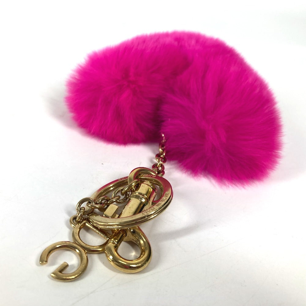 DOLCE&amp;GABBANA Heart Bag Charm Keychain with Fur, Women's, Pink