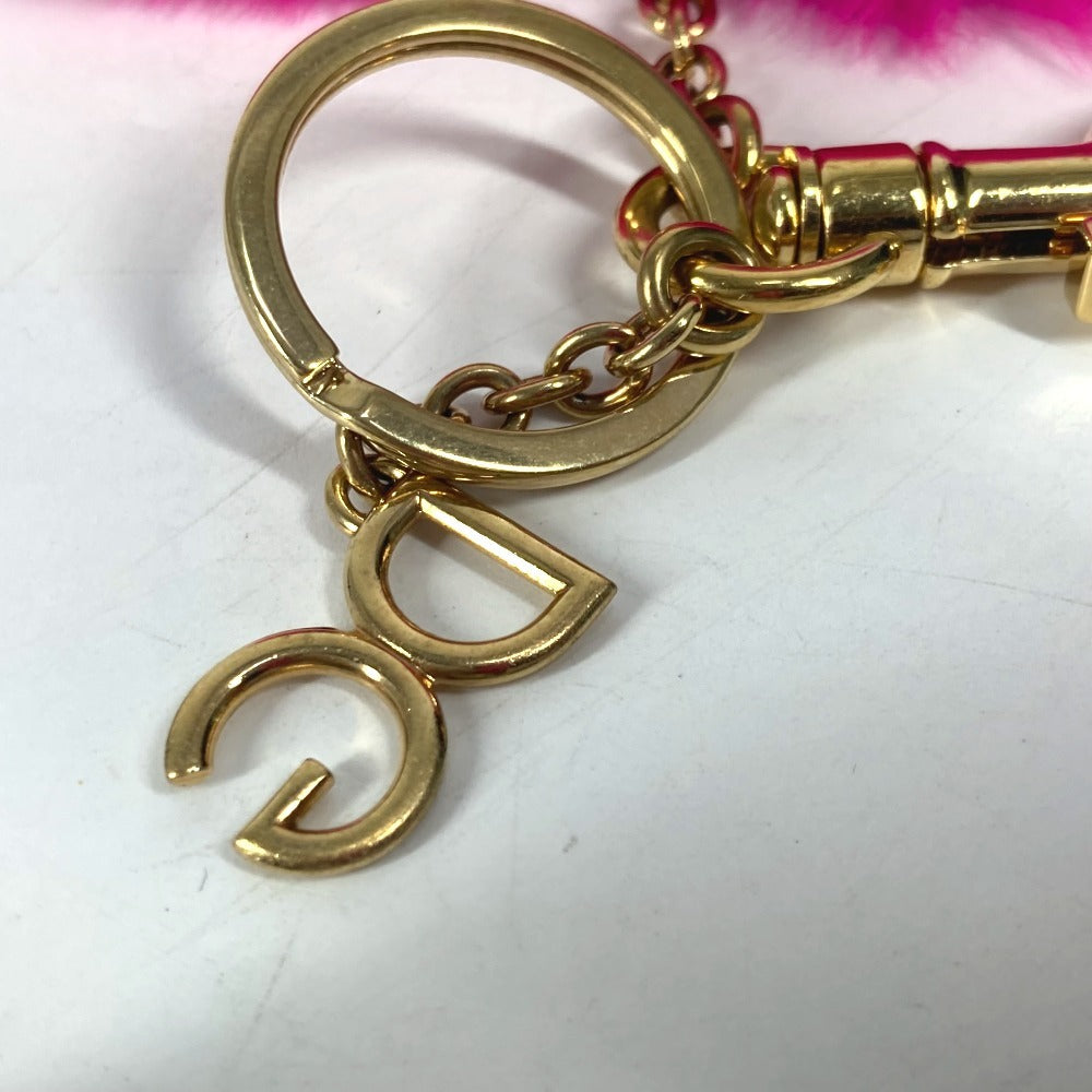 DOLCE&amp;GABBANA Heart Bag Charm Keychain with Fur, Women's, Pink