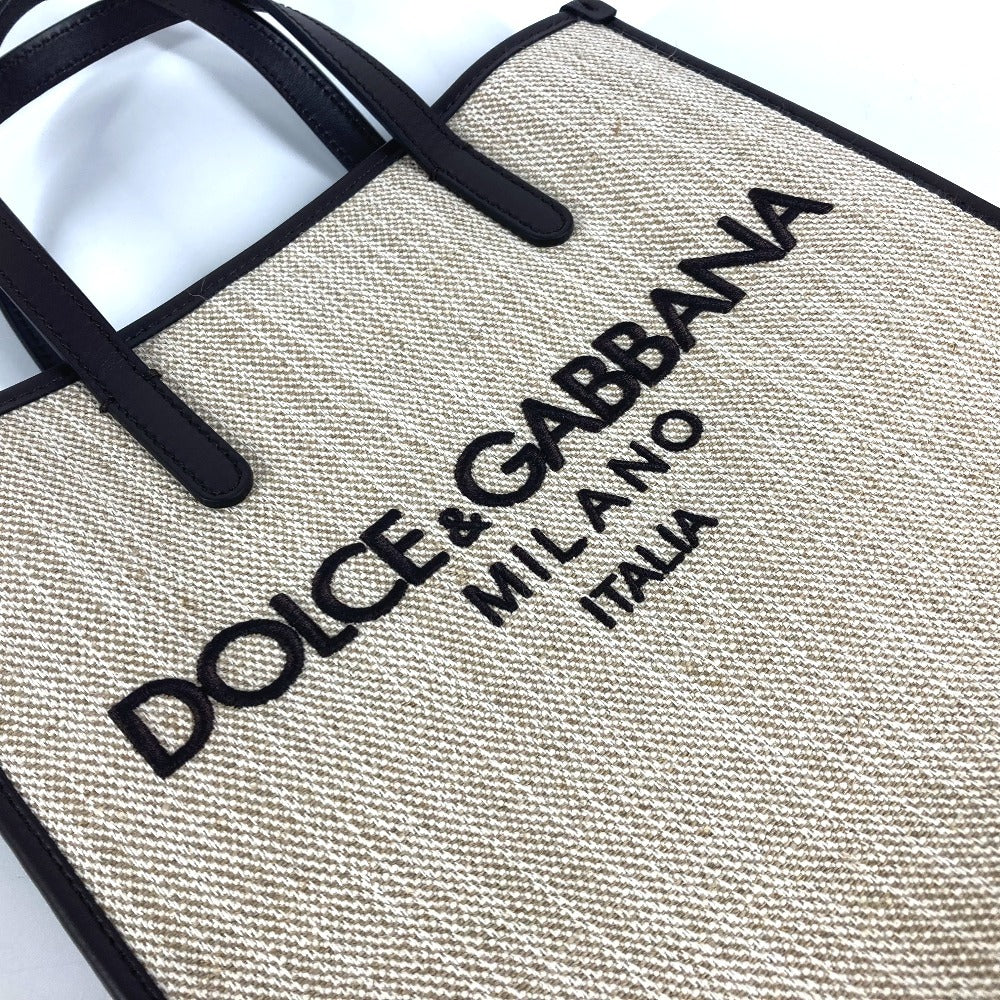 DOLCE&GABBANA BM2259 ショッピングバッグ 2WAYバッグ ショルダーバッグ 斜め掛け トートバッグ キャンバス/レザー ユニセックス ブラウン