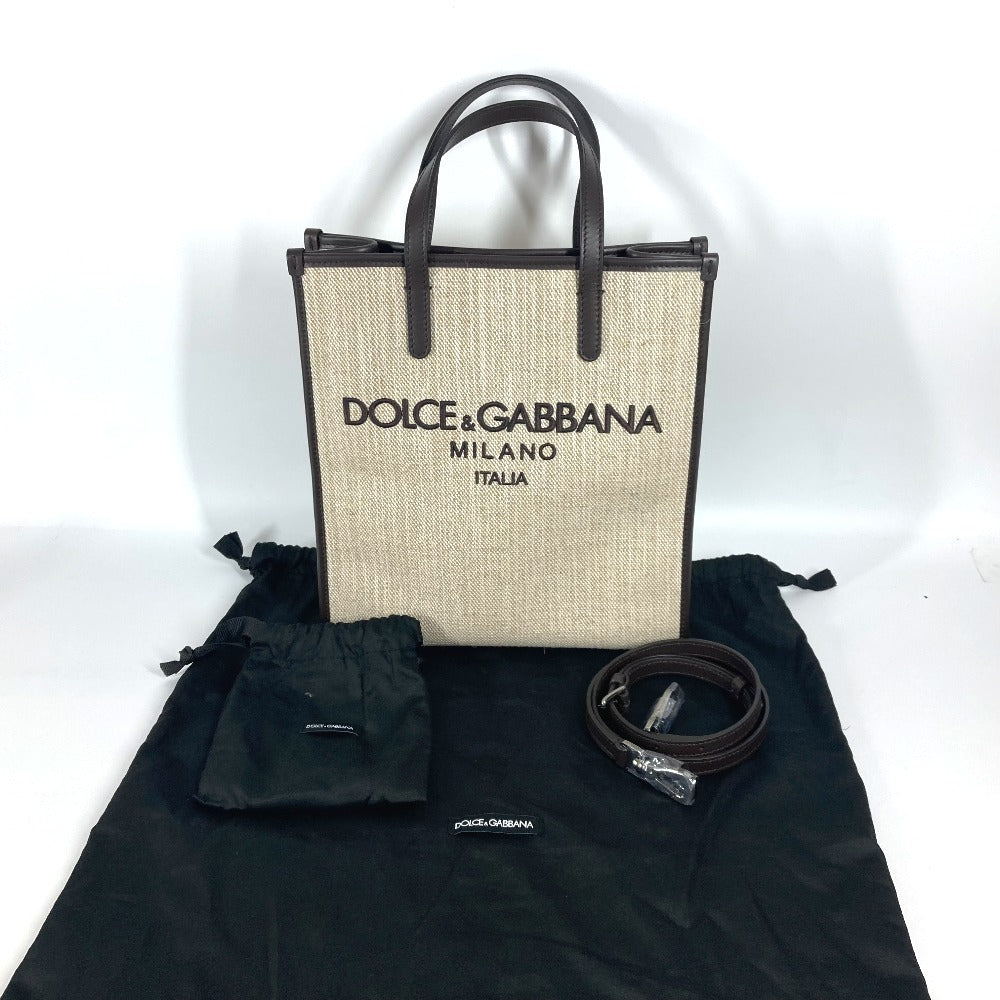 DOLCE&GABBANA BM2259 ショッピングバッグ 2WAYバッグ ショルダーバッグ 斜め掛け トートバッグ キャンバス/レザー ユニセックス ブラウン