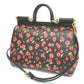 DOLCE &amp; GABBANA Floral Sicily Bag, 2-Way Handbag/Shoulder Bag, Leather, Women's, Black, Red, and Green