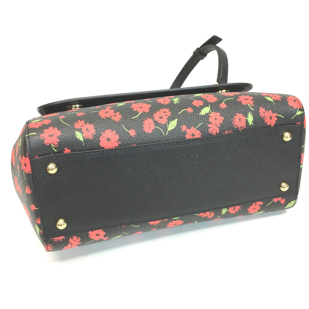 DOLCE &amp; GABBANA Floral Sicily Bag, 2-Way Handbag/Shoulder Bag, Leather, Women's, Black, Red, and Green