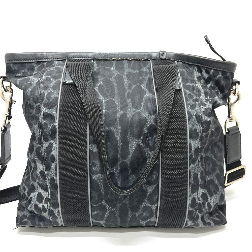 DOLCE &amp; GABBANA Leopard Print 2-Way Bag, Handbag, Shoulder Bag, Crossbody Bag, Tote Bag, Nylon/Leather, Women's, Black