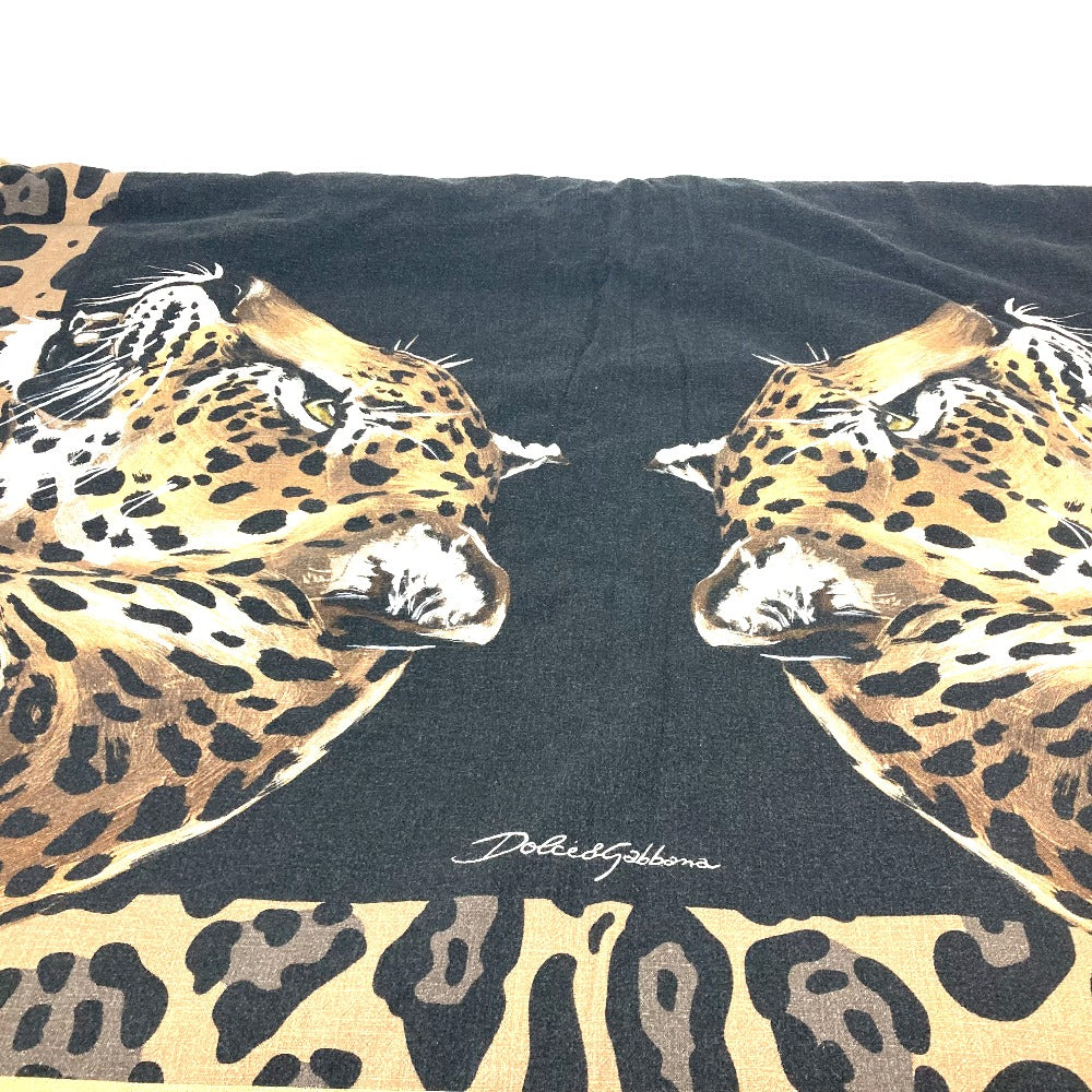 DOLCE &amp; GABBANA Leopard Print Blanket, Extra Large, Beach Towel, Fringed Cotton, Unisex, Black