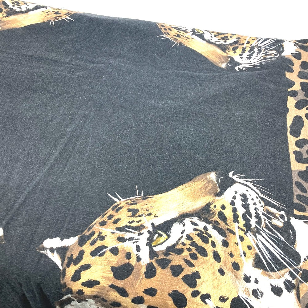 DOLCE &amp; GABBANA Leopard Print Blanket, Extra Large, Beach Towel, Fringed Cotton, Unisex, Black