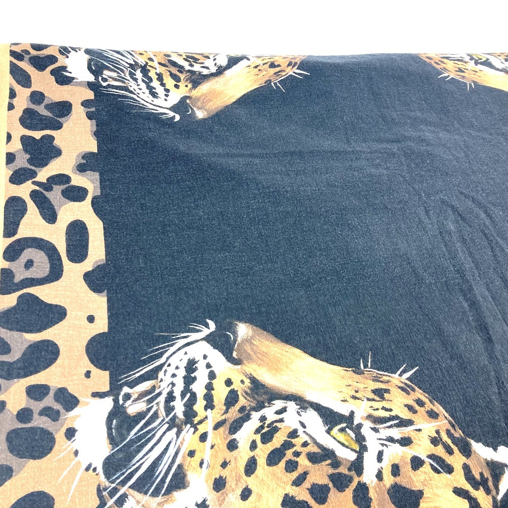 DOLCE &amp; GABBANA Leopard Print Blanket, Extra Large, Beach Towel, Fringed Cotton, Unisex, Black