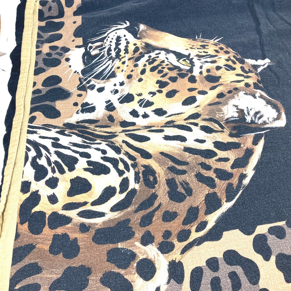 DOLCE &amp; GABBANA Leopard Print Blanket, Extra Large, Beach Towel, Fringed Cotton, Unisex, Black