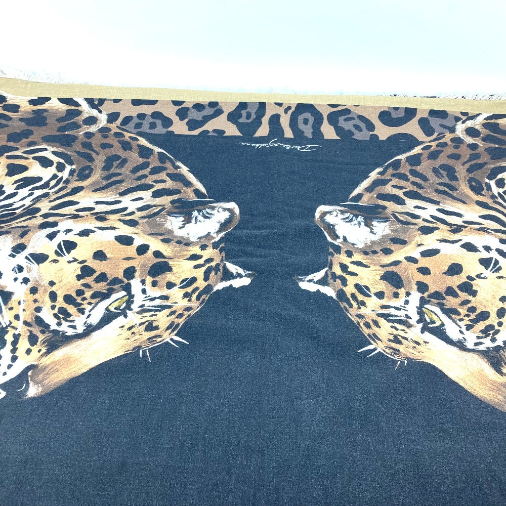 DOLCE &amp; GABBANA Leopard Print Blanket, Extra Large, Beach Towel, Fringed Cotton, Unisex, Black