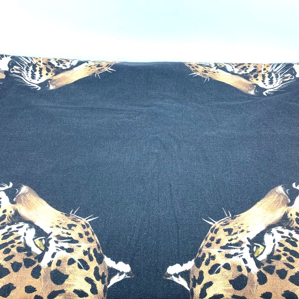 DOLCE &amp; GABBANA Leopard Print Blanket, Extra Large, Beach Towel, Fringed Cotton, Unisex, Black
