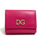 DOLCE &amp; GABBANA DG Rhinestone Compact Wallet, Tri-fold Leather Wallet, Women's, Pink