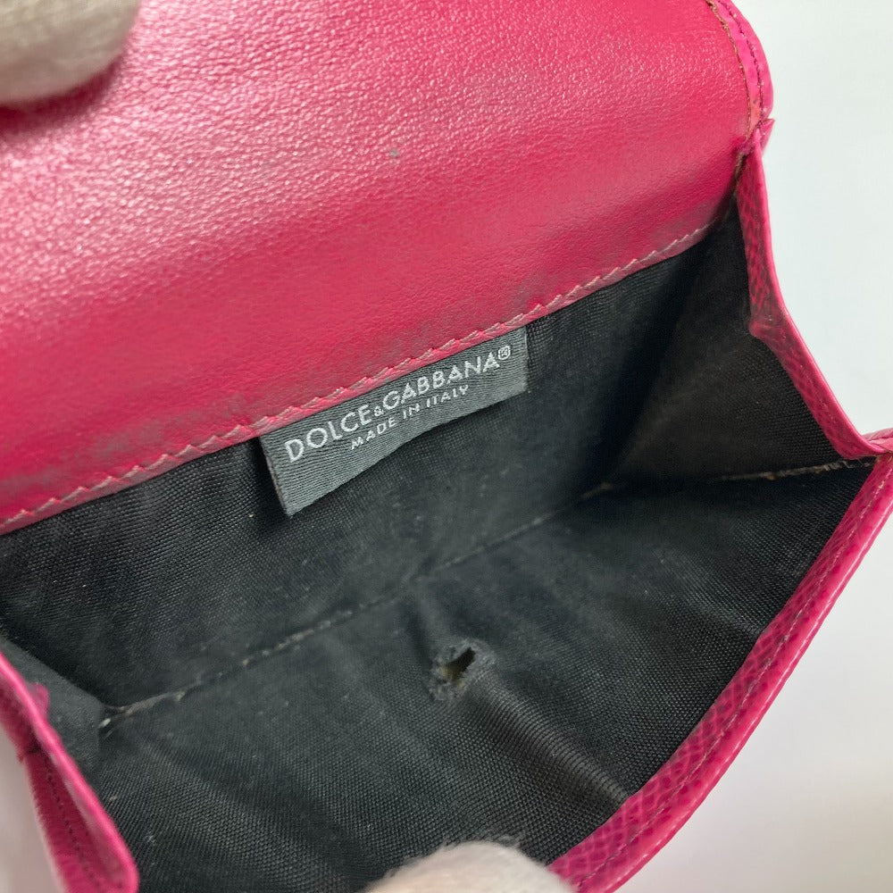 DOLCE &amp; GABBANA DG Rhinestone Compact Wallet, Tri-fold Leather Wallet, Women's, Pink