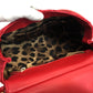 DOLCE &amp; GABBANA Sicily logo plate with floral embroidery. 2-way handbag/shoulder bag in cotton, red.