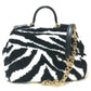 DOLCE&GABBANA ゼブラ シシリー 2WAY ハンドバッグ ショルダーバッグ フェイクファー レディース ブラック×ホワイト