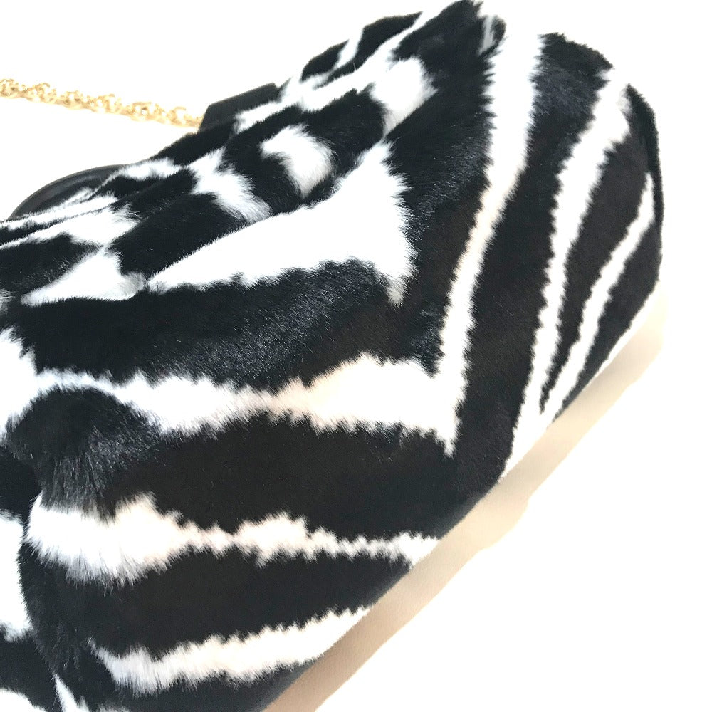 DOLCE&GABBANA ゼブラ シシリー 2WAY ハンドバッグ ショルダーバッグ フェイクファー レディース ブラック×ホワイト