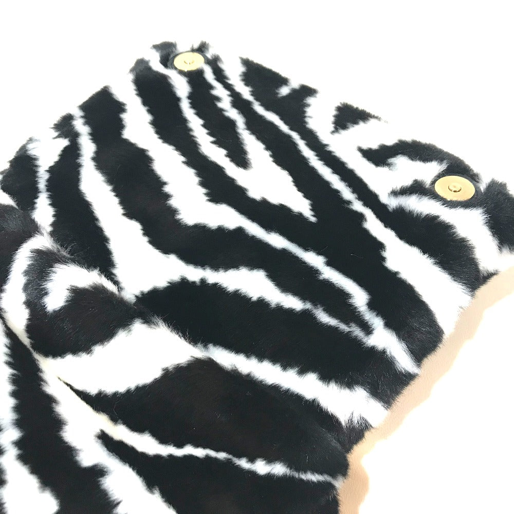 DOLCE&GABBANA ゼブラ シシリー 2WAY ハンドバッグ ショルダーバッグ フェイクファー レディース ブラック×ホワイト