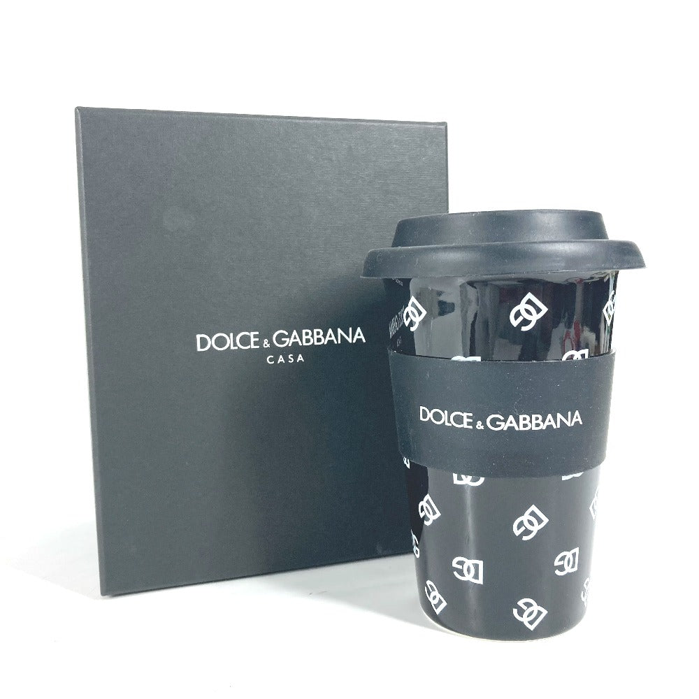 DOLCE&GABBANA ロゴ バイカラー コーヒーカップ コップ インテリア タンブラー 陶器 レディース ブラック