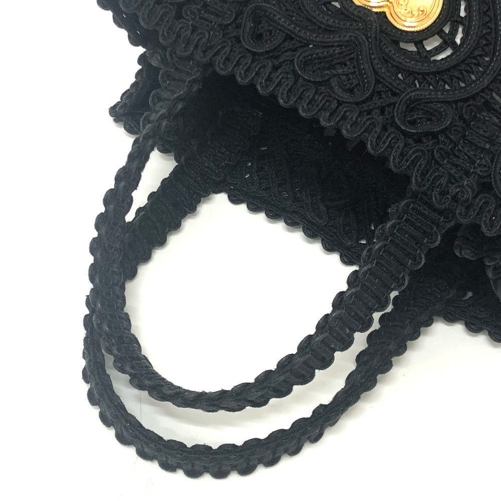 DOLCE&GABBANA ハートプレート カバン レース ハンドバッグ コットン レディース ブラック